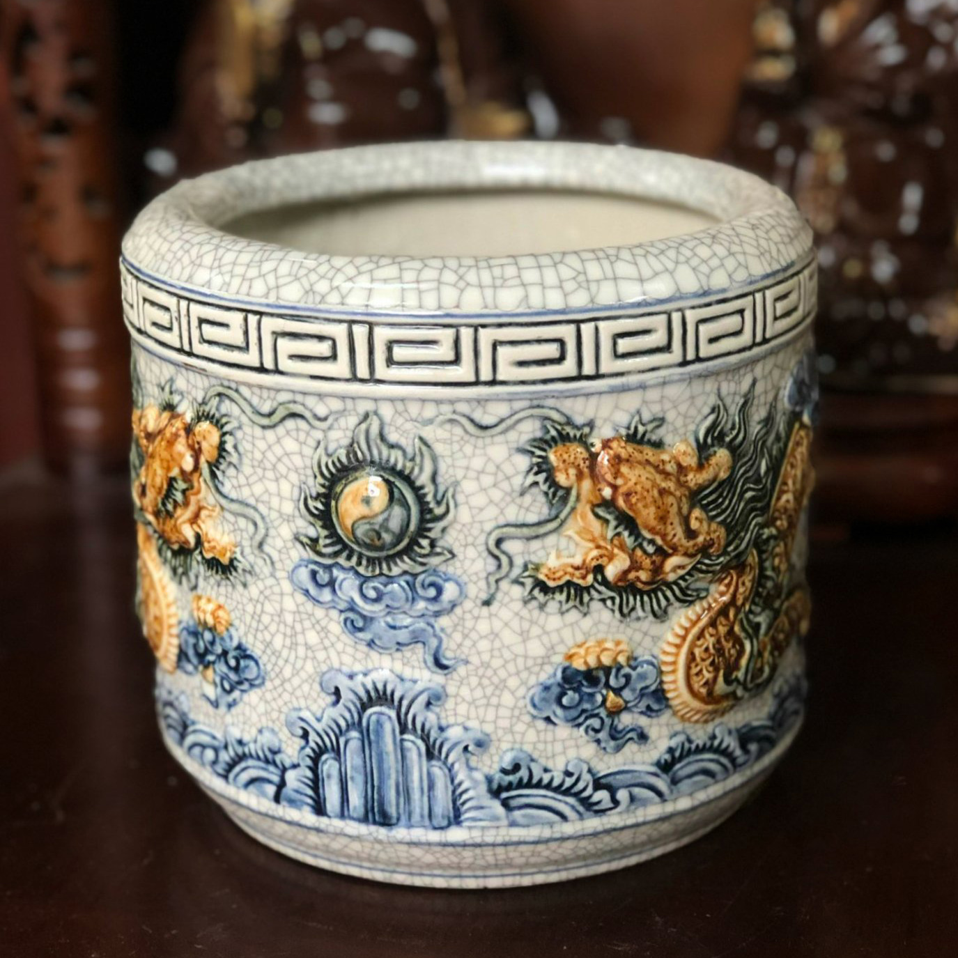 Bát hương men rạn gạo nếp