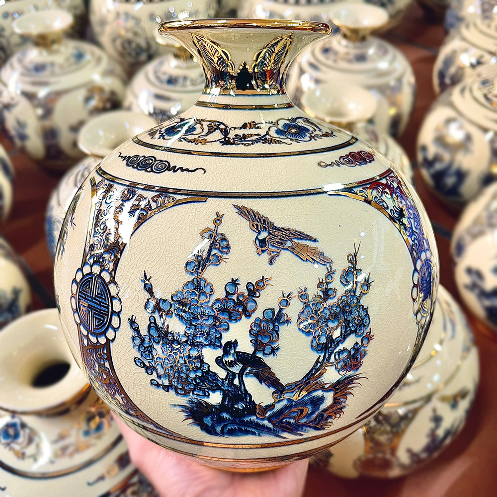 Bình Hút Lộc - Tứ Quý Vẽ Vàng 9999